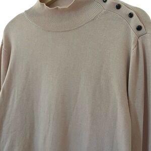 NWT Ann Taylor XXL Light Pink/Nude‎ Turtleneck Sweater with Button Accents